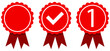 Rote Orden Auszeichnung Platz Nummer Eins, Haken und leere Vektor Illustration Set