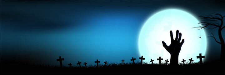 Wall Mural - Happy Halloween banners with blue and dark background,Vector graphic illustration