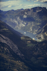 Sticker - Fjord Geiranger from Dalsnibba viewpoint, Norway