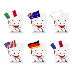 Canvas Print - Blank sheet of paper cartoon character bring the flags of various countries