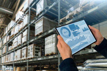Poster - Warehouse manager with digital tablet