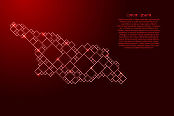 Fototapete - Georgia country map from red pattern from a grid of squares of different sizes and glowing space stars. Vector illustration.