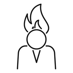 Poster - fire head stress icon. outline fire head stress vector icon for web design isolated on white backgro