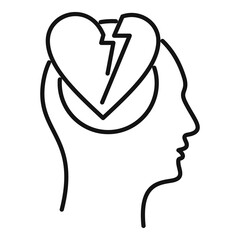 Poster - heartbrake stress icon. outline heartbrake stress vector icon for web design isolated on white backg
