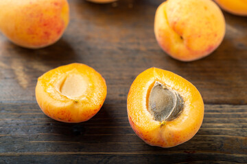 Wall Mural - half ripe apricots