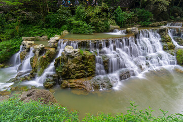 Summer scenery of the Three Gorges Waterfall in Yichang, Hubei, China