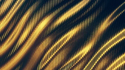 Sticker - Wave carbon gold texture pattern background. Seamless motion loop. 3D animation