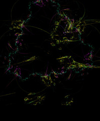 Fototapete - 3D visualization and isolated abstract fractal on a black background. The abstract computer is generated by a fractal design. Great for paper cell phone wall phone