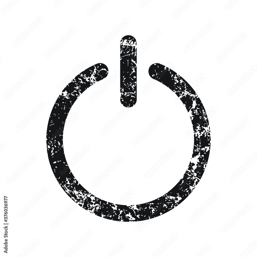 Power button icon with grunge texture. Flat on off switch symbol. Start ...