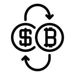 Poster - Exchange bitcoin dollar icon. Outline exchange bitcoin dollar vector icon for web design isolated on white background