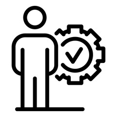 Poster - Man mark done icon. Outline man mark done vector icon for web design isolated on white background