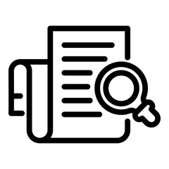 Poster - Magnifying paper icon. Outline magnifying paper vector icon for web design isolated on white background