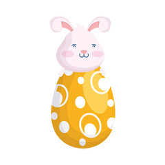 Sticker - cute easter little rabbit with big egg paint character