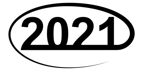 Poster - 2021 Happy New year text logo design, vector calligraphic lettering 2021 new year