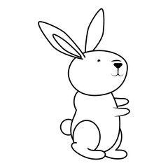 Canvas Print - easter little rabbit standing pose character line style icon