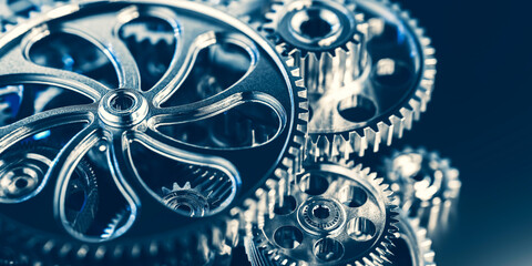 Wall Mural - Gears and cogs mechanism. Industrial machinery