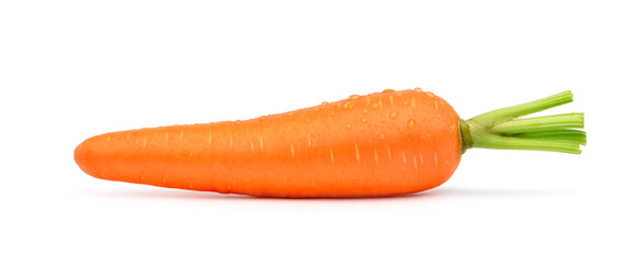 Fresh Carrot with water droplets isolated on white background, Clipping path.