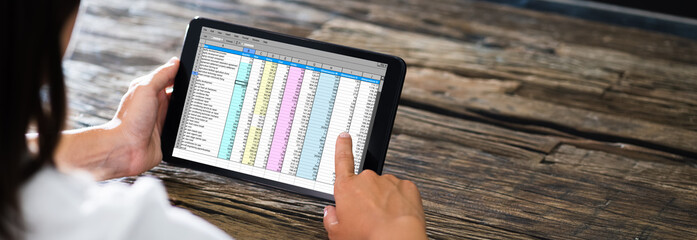 Poster - Spreadsheet Data Work Online On Tablet