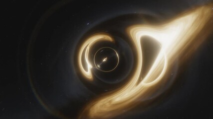 Wall Mural - animation of a wormhole next to a supermassive black hole with accretion disk. space and time are de