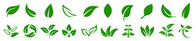 Leaf Icons Set Ecology Nature Element, Green Leafs, Environment And Nature Eco Sign. Leaves On White Background – Stock Vector