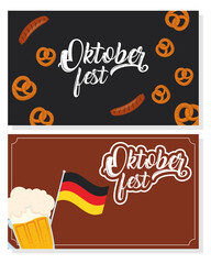 Poster - oktoberfest party celebration poster with beer and germany flag