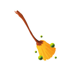 Poster - witch broom for halloween on white background