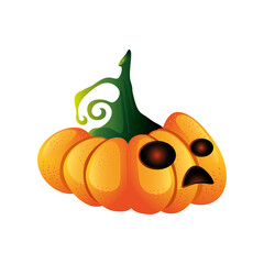 Poster - pumpkin with surprised face for halloween in white background