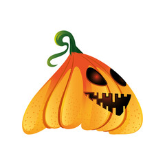 Sticker - pumpkin with happy face for halloween on white background