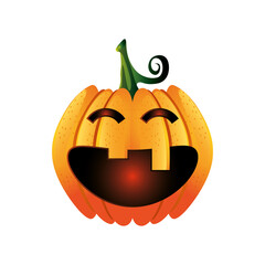 Canvas Print - pumpkin with smiling face for halloween on white background