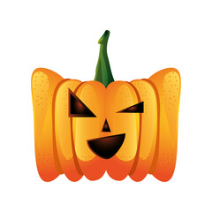 Poster - pumpkin with mystery face for halloween on white background