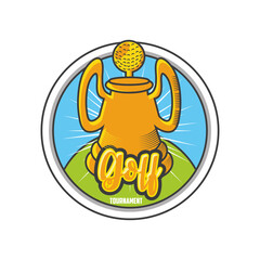 Wall Mural - golf label with trophy on white background