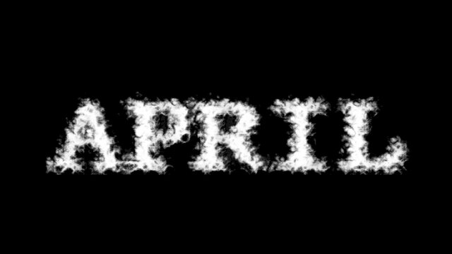 April cloud text effect black isolated background. animated text effect with high visual impact. letter and text effect. 