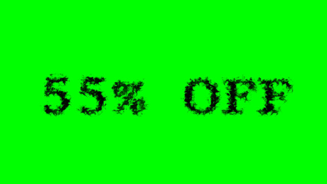 55% Off smoke text effect green isolated background. animated text effect with high visual impact. letter and text effect. 