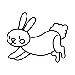 Poster - mid autumn cute rabbit jumping line style icon