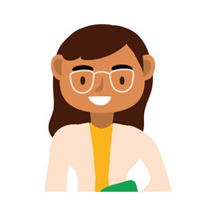 Poster - teacher female worker with eyeglasses character