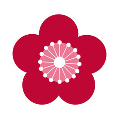 Sticker - mid autumn decorative flower red flat style icon