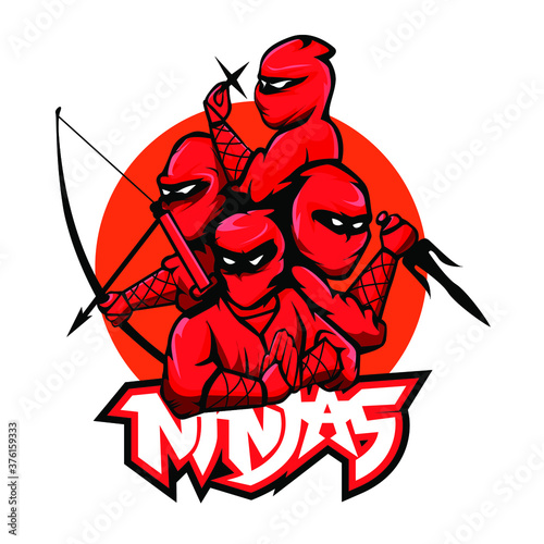 Fotografía red four ninjas illustration design