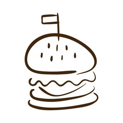 Canvas Print - hamburger fast food line style icon