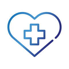 Poster - heart love symbol with cross gradient style icon