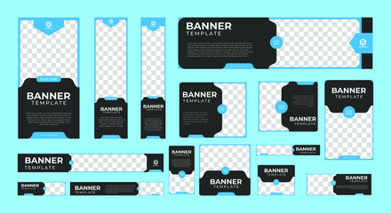 set of corporate web banners of standard size with a place for photos. Vertical, horizontal and square template. vector illustration EPS 10