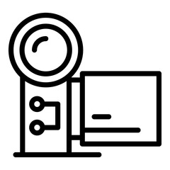 Poster - Music camera icon. Outline music camera vector icon for web design isolated on white background