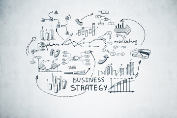Wall Mural - Business plan sketch on concrete wall