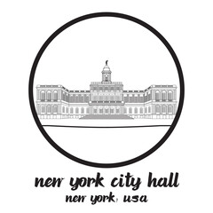 Wall Mural - circle icon line New York City Hall. vector illustration