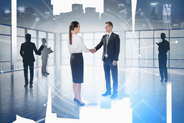 Poster - People shaking hands in office, network