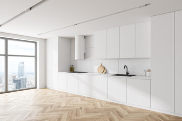  White kitchen corner with cabinets