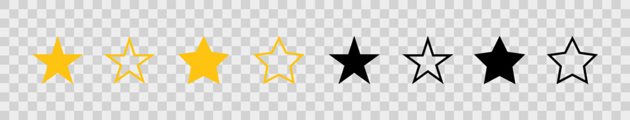 Wall Mural - Star icon set. Vector symbols star isolated on transparent background. Twinkling stars. Sparkles, shining burst. Vector illustration eps 10.