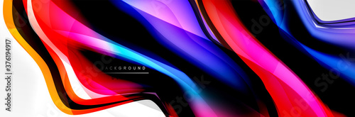 Fotomural Vector abstract background, flowing liquid style bubble with metallic, color qui