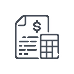 Poster - Finance report with Calculator line icon. Accounting and Calculation vector outline sign.
