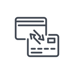 Poster - Credit card exchange line icon. Credit card money transfer vector outline sign.