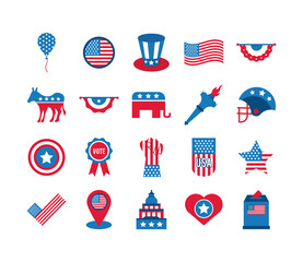 Canvas Print - bundle of twenty usa elections set collection icons